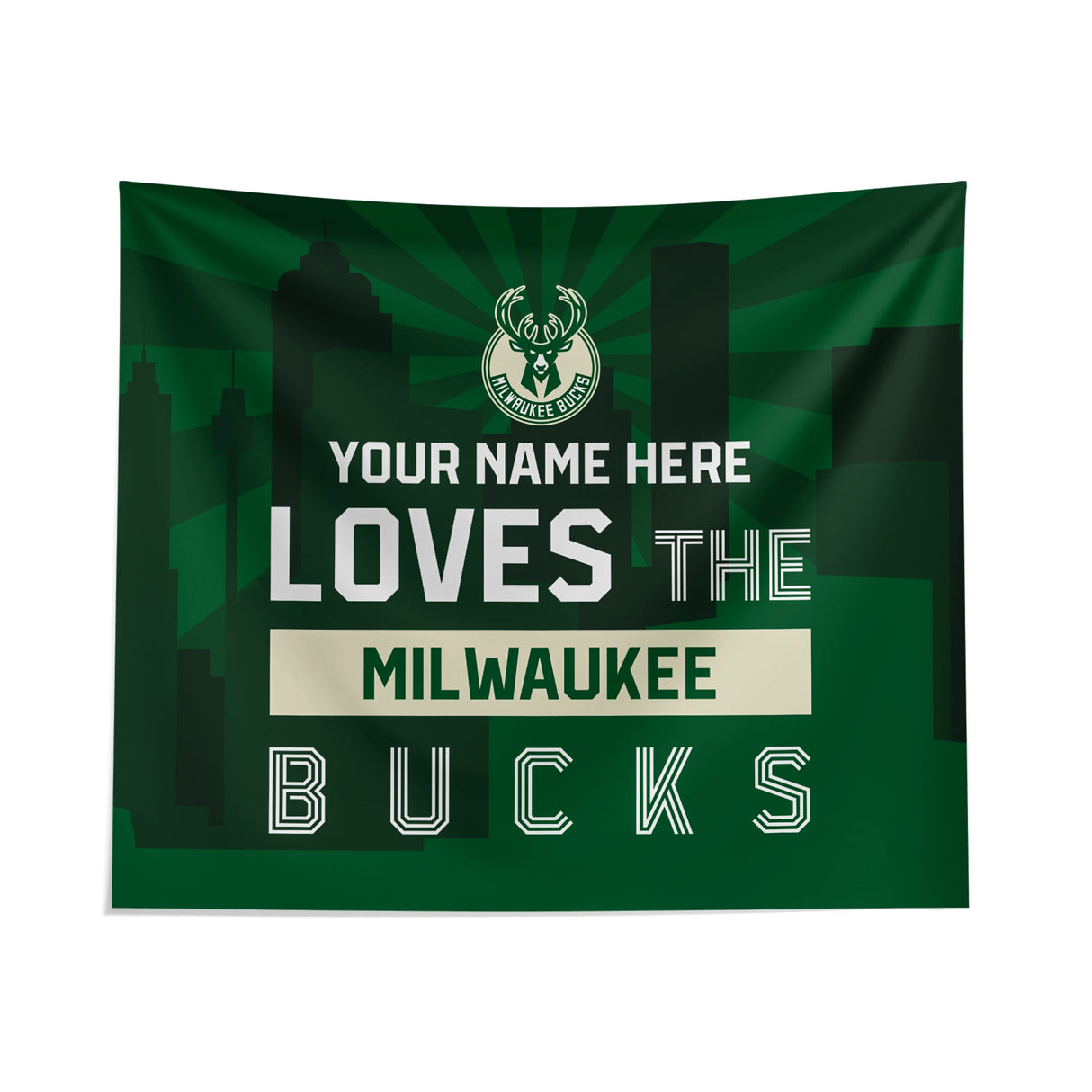 Pixsona Milwaukee Bucks Skyline Tapestry | Personalized | Custom