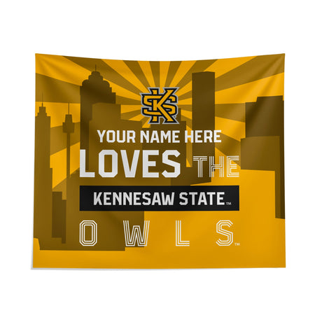 Pixsona Kennesaw State Owls Skyline Tapestry | Personalized | Custom
