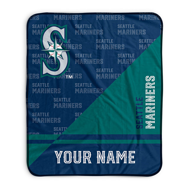 Pixsona Seattle Mariners Split Pixel Fleece Blanket | Personalized | Custom