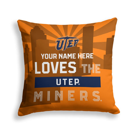 Pixsona UTEP Miners Skyline Throw Pillow | Personalized | Custom