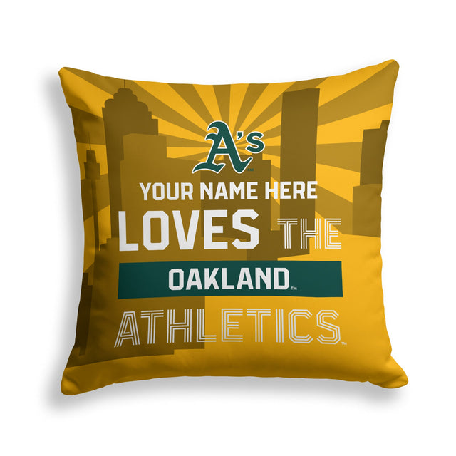 Pixsona Oakland Athletics Skyline Throw Pillow | Personalized | Custom