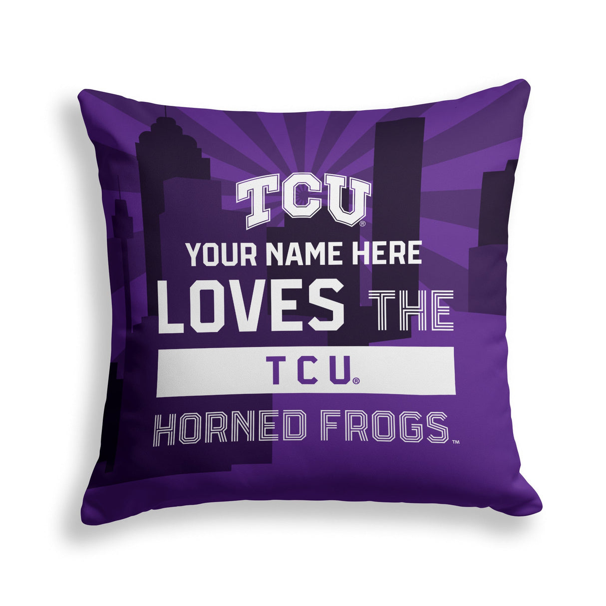 Pixsona TCU Horned Frogs Skyline Throw Pillow | Personalized | Custom