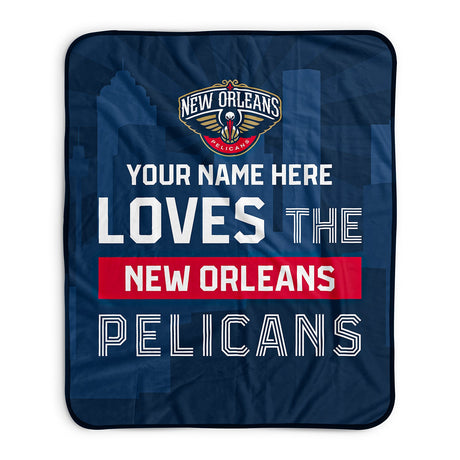 Pixsona New Orleans Pelicans Skyline Pixel Fleece Blanket | Personalized | Custom