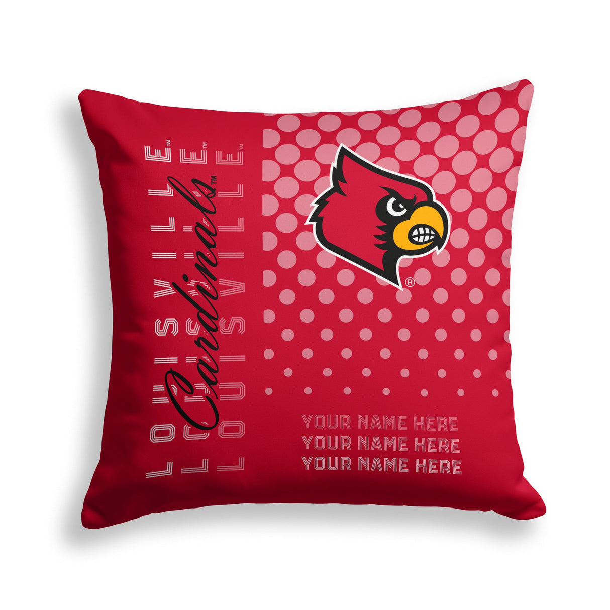 Pixsona Louisville Cardinals Halftone Throw Pillow | Personalized | Custom