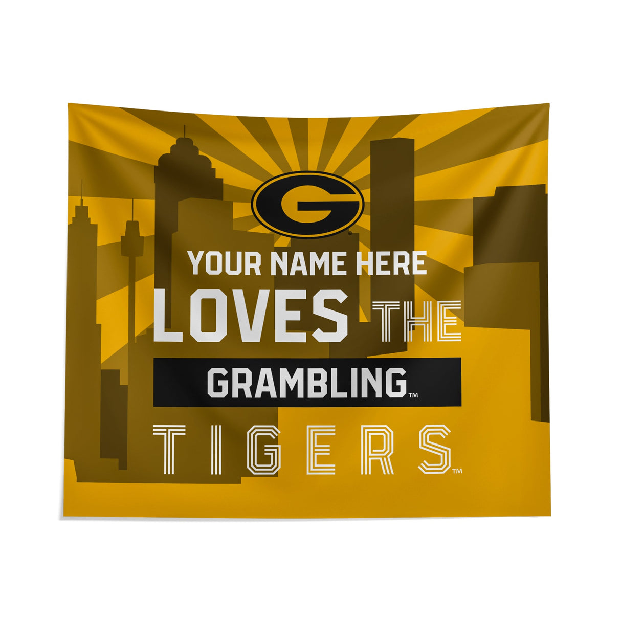 Pixsona Grambling Tigers Skyline Tapestry | Personalized | Custom