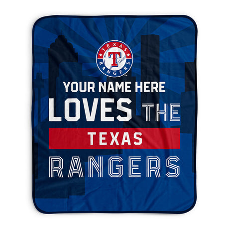 Pixsona Texas Rangers Skyline Pixel Fleece Blanket | Personalized | Custom