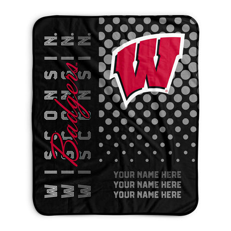 Pixsona Wisconsin Badgers Halftone Pixel Fleece Blanket | Personalized | Custom