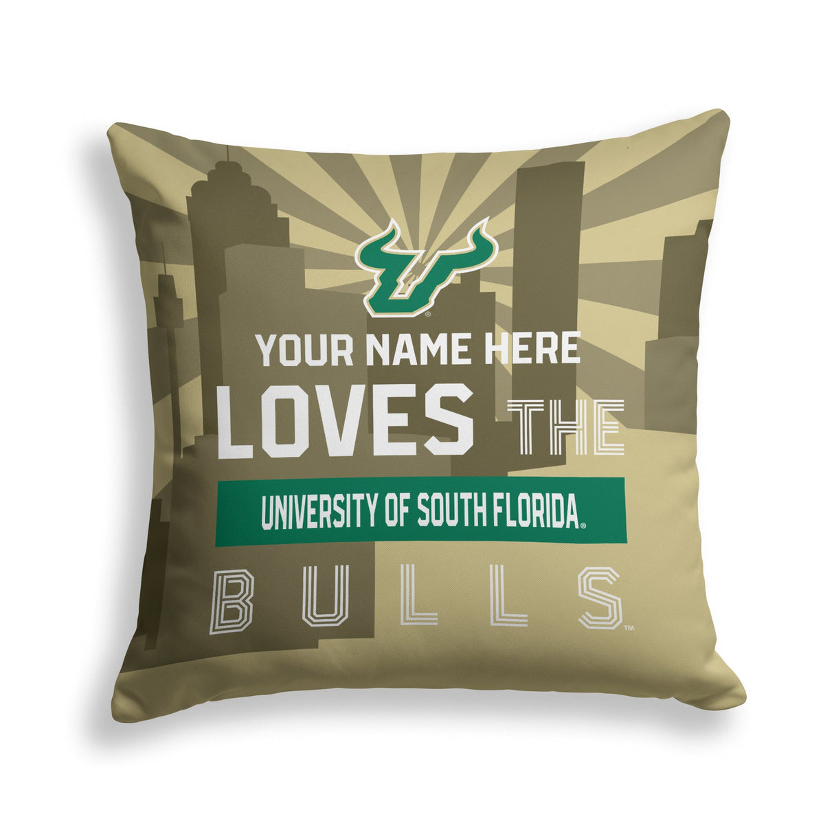 Pixsona South Florida Bulls Skyline Throw Pillow | Personalized | Custom