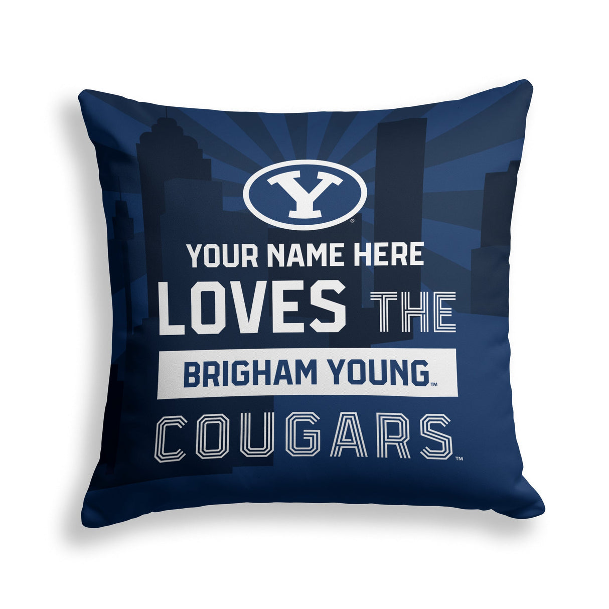 Pixsona Brigham Young Cougars Skyline Throw Pillow | Personalized | Custom