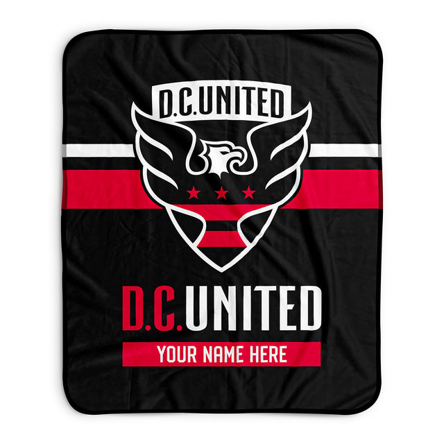 Pixsona D.C. United Stripes Pixel Fleece Blanket | Personalized | Custom