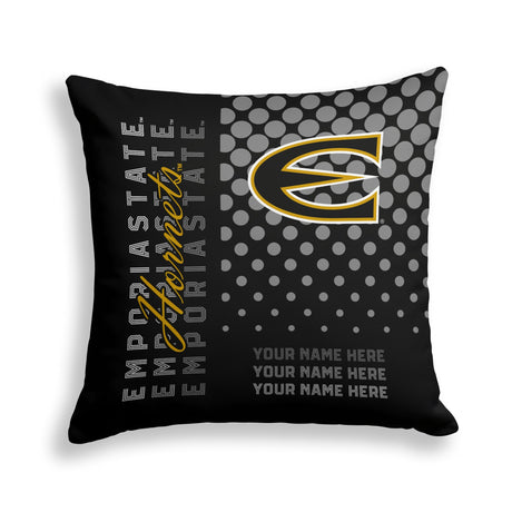Pixsona Emporia State Hornets Halftone Throw Pillow | Personalized | Custom