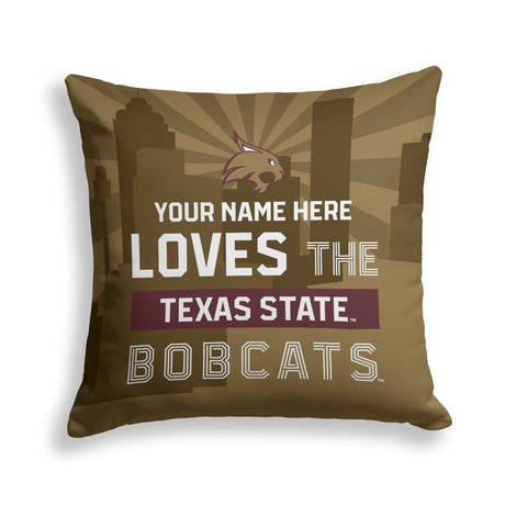 Pixsona Texas State Bobcats Skyline Throw Pillow | Personalized | Custom