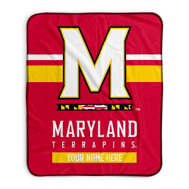 Pixsona Maryland Terrapins Stripes Pixel Fleece Blanket | Personalized | Custom