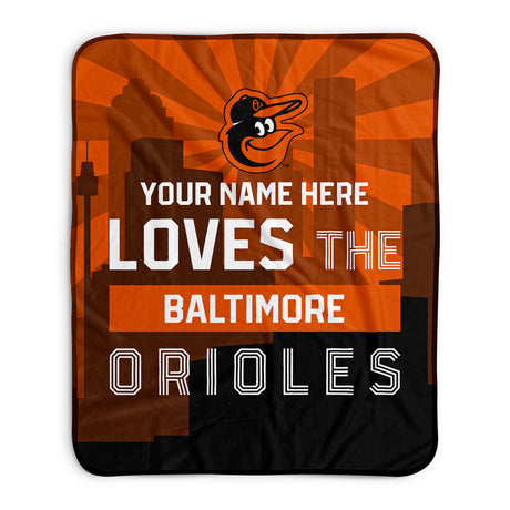Pixsona Baltimore Orioles Skyline Pixel Fleece Blanket | Personalized | Custom