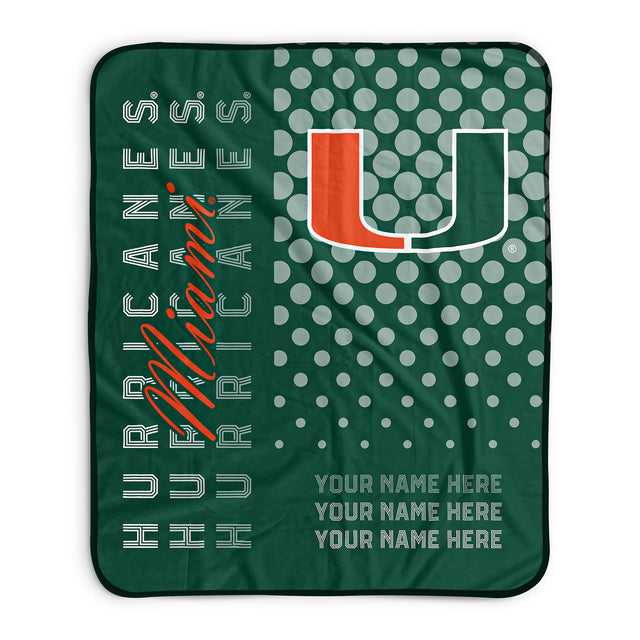 Pixsona Miami Hurricanes Halftone Pixel Fleece Blanket | Personalized | Custom