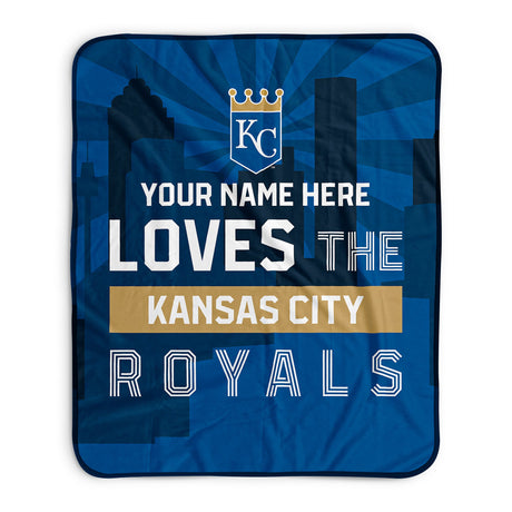 Pixsona Kansas City Royals Skyline Pixel Fleece Blanket | Personalized | Custom