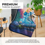 Pixsona Swan Princess Forest Poster Pixel Fleece Blanket