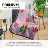 Pixsona Swan Princess Pattern Pixel Fleece Blanket