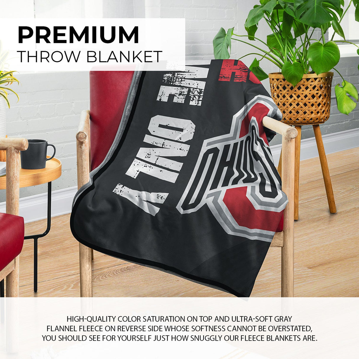 Pixsona Ohio State Buckeyes Cheer For Pixel Fleece Blanket | Personalized | Custom