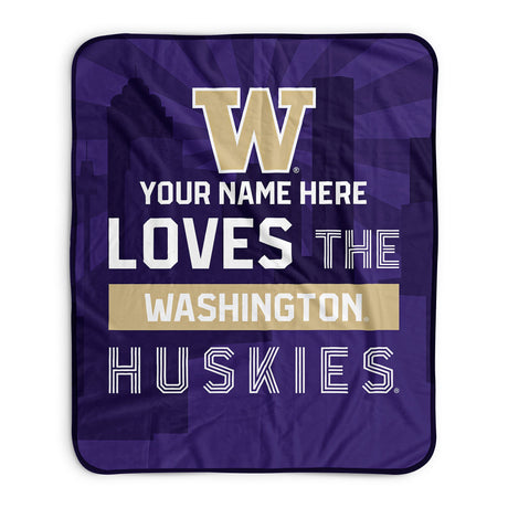 Pixsona Washington Huskies Skyline Pixel Fleece Blanket | Personalized | Custom
