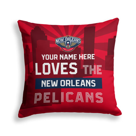 Pixsona New Orleans Pelicans Skyline Throw Pillow | Personalized | Custom
