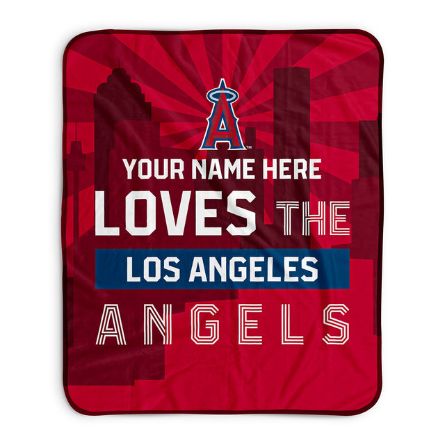 Pixsona Los Angeles Angels Skyline Pixel Fleece Blanket | Personalized | Custom