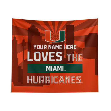 Pixsona Miami Hurricanes Skyline Tapestry | Personalized | Custom