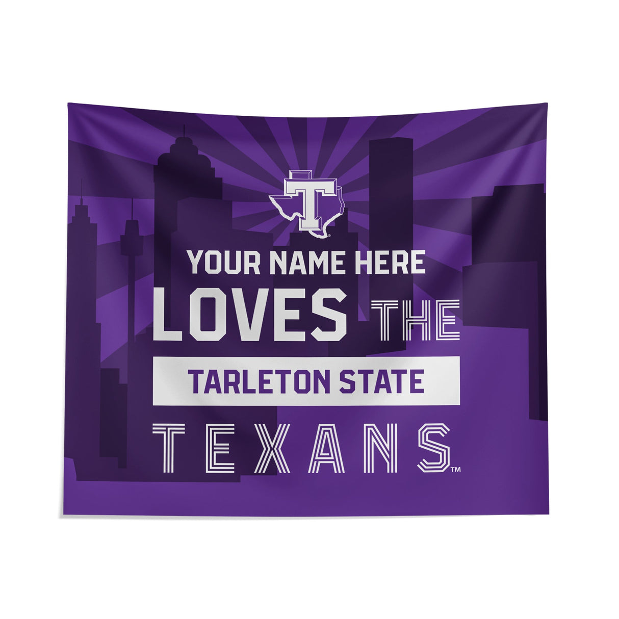 Pixsona Tarleton State Texans Skyline Tapestry | Personalized | Custom