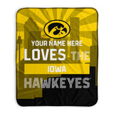Pixsona Iowa Hawkeyes Skyline Pixel Fleece Blanket | Personalized | Custom