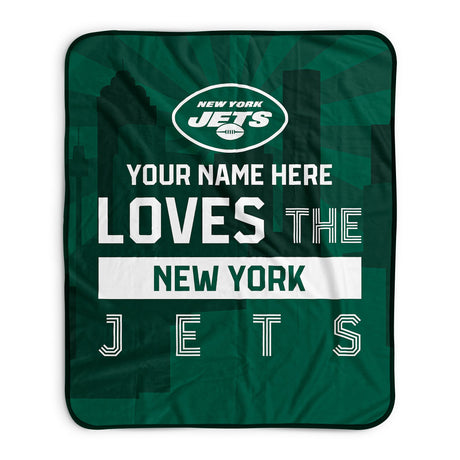 Pixsona New York Jets Skyline Pixel Fleece Blanket | Personalized | Custom