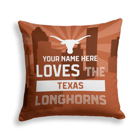 Pixsona Texas Longhorns Skyline Throw Pillow | Personalized | Custom