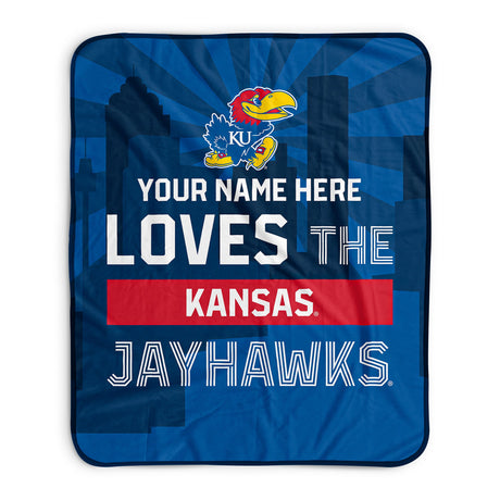 Pixsona Kansas Jayhawks Skyline Pixel Fleece Blanket | Personalized | Custom