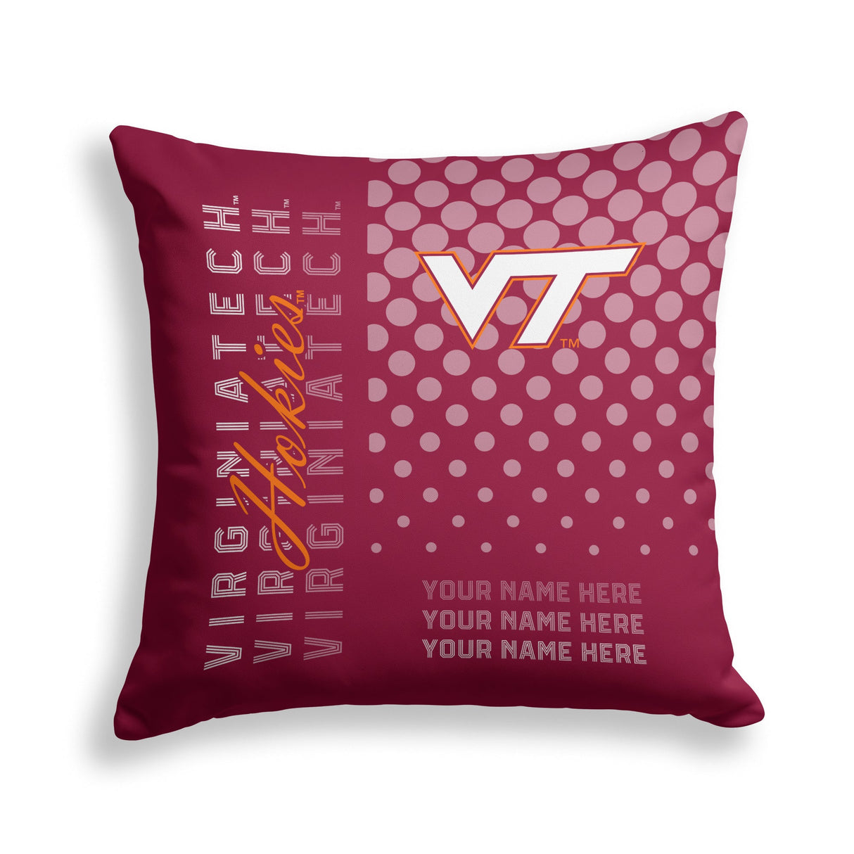 Pixsona Virginia Tech Hokies Halftone Throw Pillow | Personalized | Custom