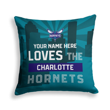 Pixsona Charlotte Hornets Skyline Throw Pillow | Personalized | Custom