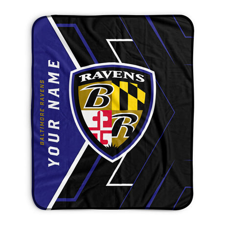 Pixsona Baltimore Ravens Glow Pixel Fleece Blanket | Personalized | Custom