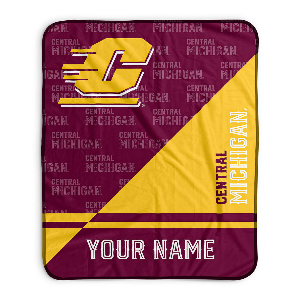 Pixsona Central Michigan Chippewas Split Pixel Fleece Blanket | Personalized | Custom