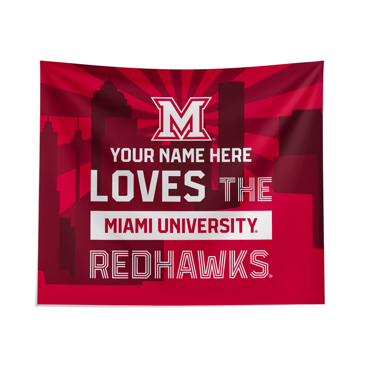 Pixsona Miami University Redhawks Skyline Tapestry | Personalized | Custom