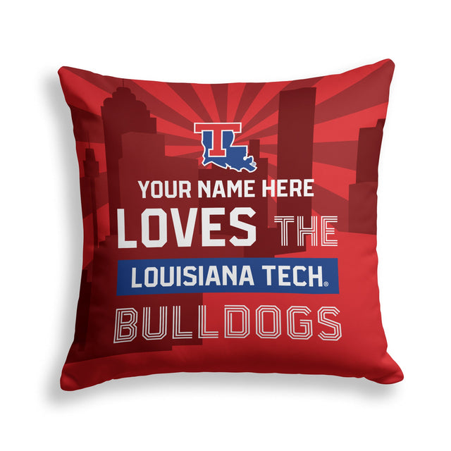 Pixsona Louisiana Tech Bulldogs Skyline Throw Pillow | Personalized | Custom