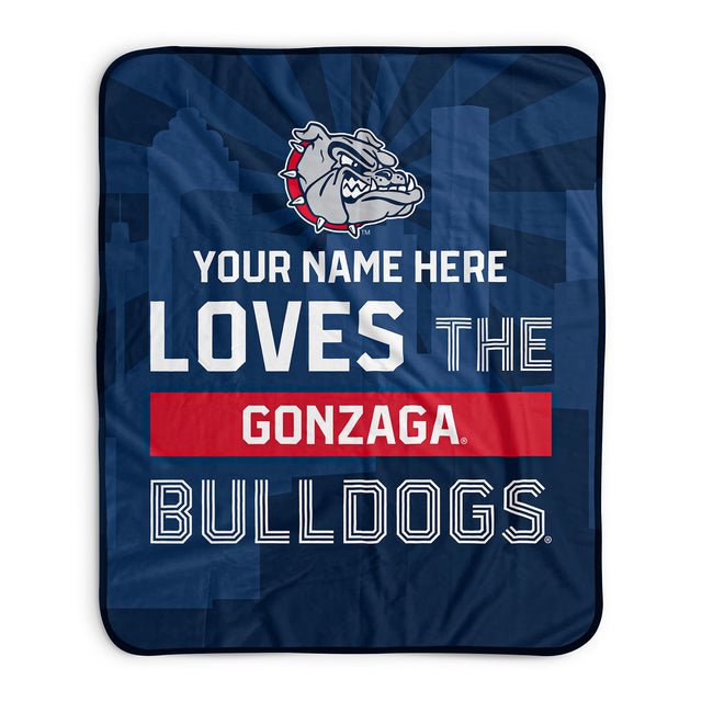 Pixsona Gonzaga Bulldogs Skyline Pixel Fleece Blanket | Personalized | Custom
