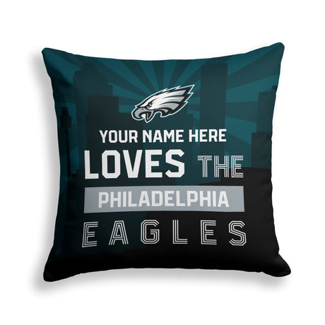 Pixsona Philadelphia Eagles Skyline Throw Pillow | Personalized | Custom