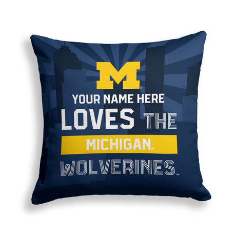 Pixsona Michigan Wolverines Skyline Throw Pillow | Personalized | Custom