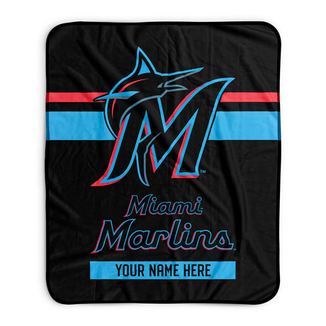 Pixsona Miami Marlins Stripes Pixel Fleece Blanket | Personalized | Custom