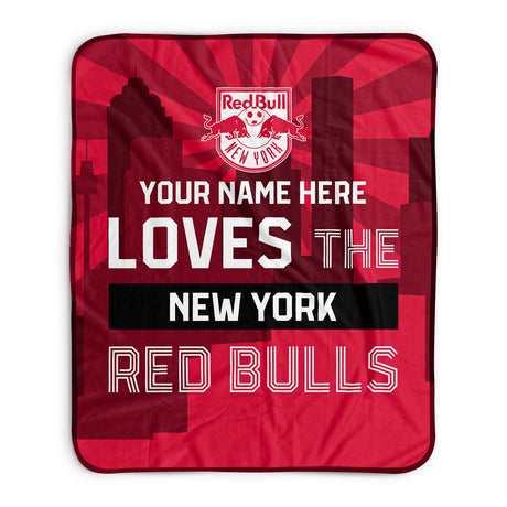 Pixsona New York Red Bulls Skyline Pixel Fleece Blanket | Personalized | Custom