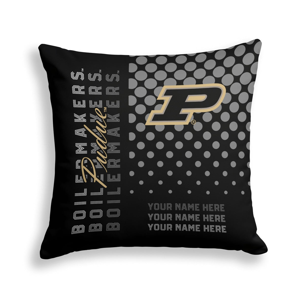 Pixsona Purdue Boilermakers Halftone Throw Pillow | Personalized | Custom