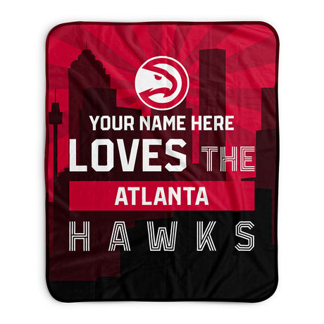 Pixsona Atlanta Hawks Skyline Pixel Fleece Blanket | Personalized | Custom