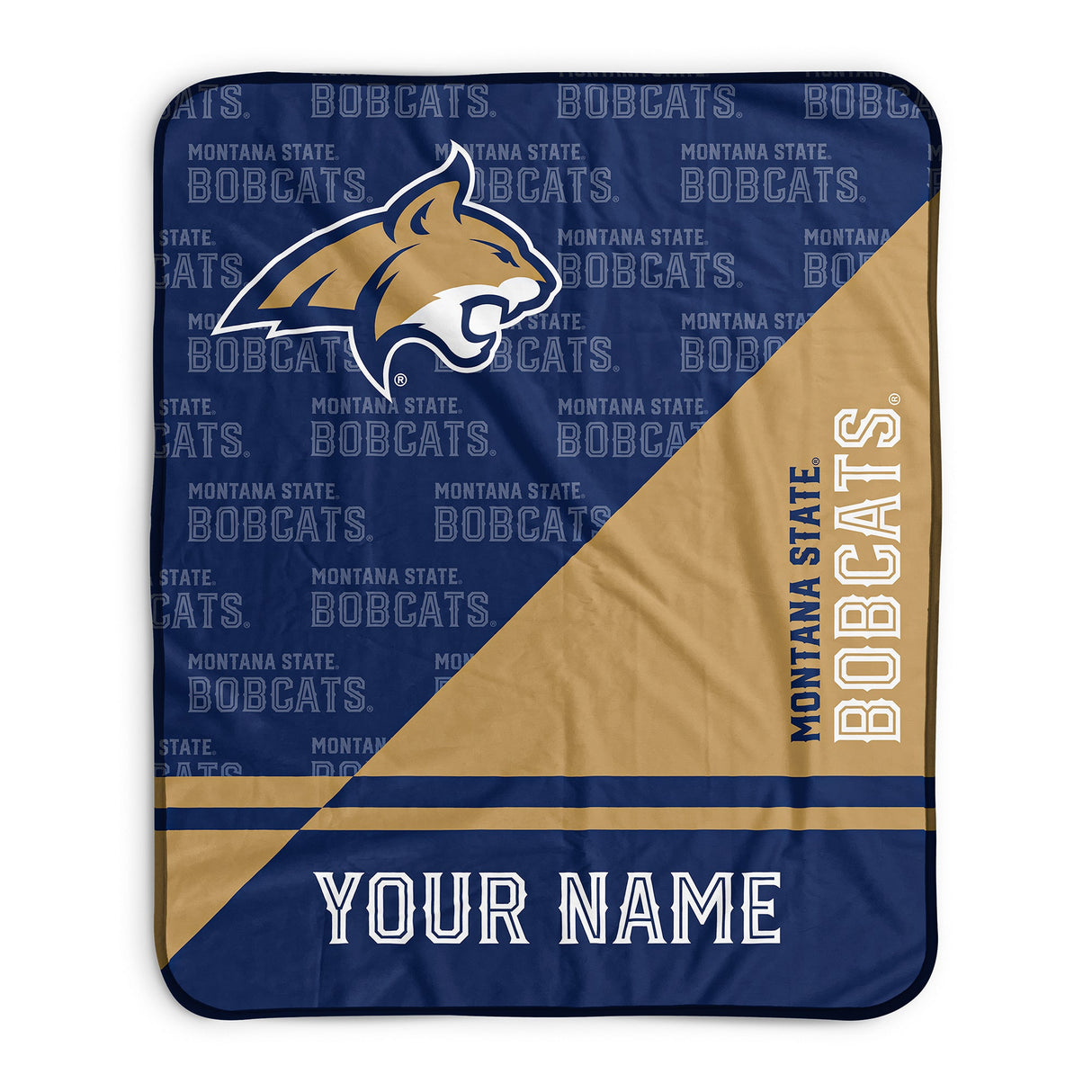 Pixsona Montana State Bobcats Split Pixel Fleece Blanket | Personalized | Custom