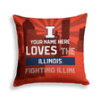 Pixsona Illinois Fighting Illini Skyline Throw Pillow | Personalized | Custom