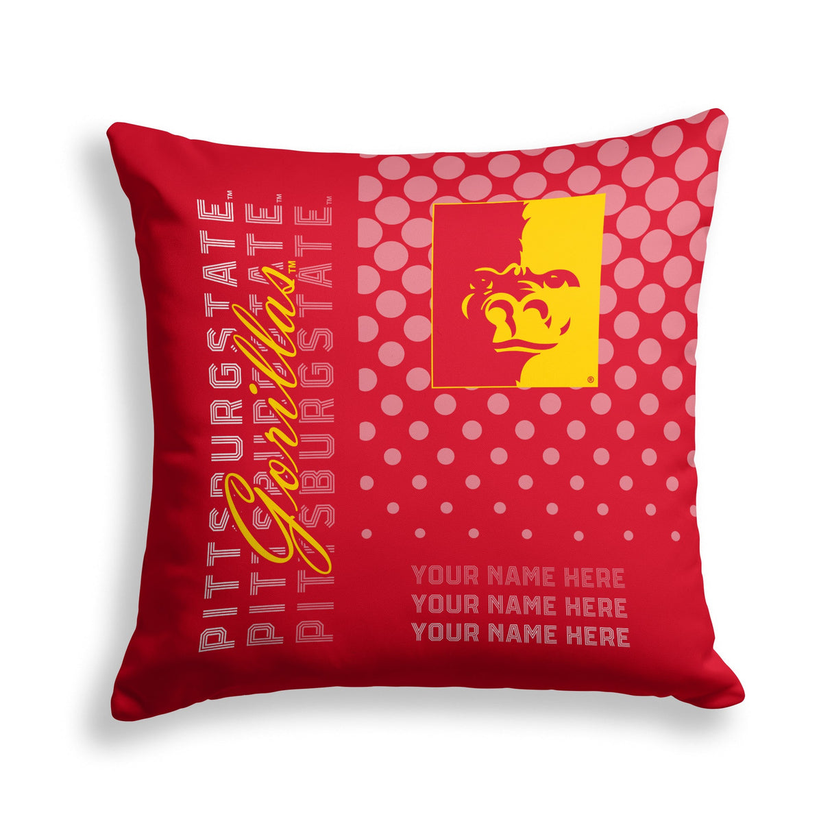 Pixsona Pittsburg State Gorillas Halftone Throw Pillow | Personalized | Custom