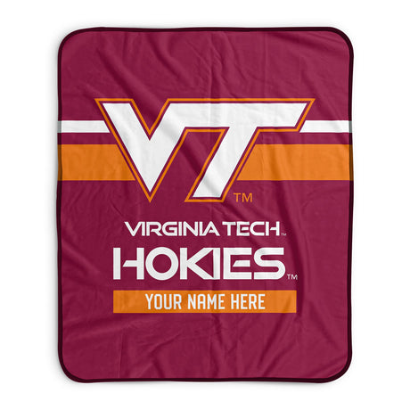 Pixsona Virginia Tech Hokies Stripes Pixel Fleece Blanket | Personalized | Custom