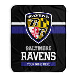 Pixsona Baltimore Ravens Stripes Pixel Fleece Blanket | Personalized | Custom